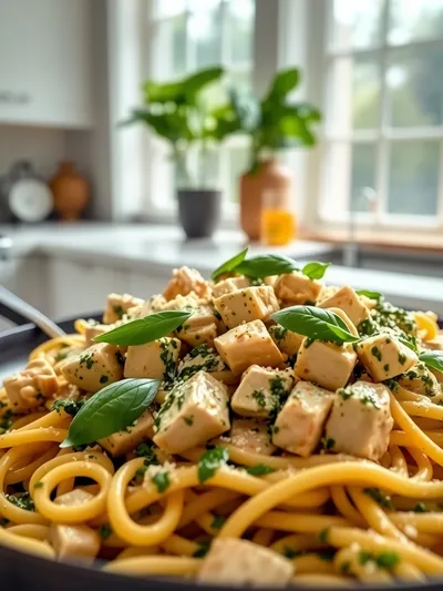 Creamy Pesto Chicken Pasta Skillet