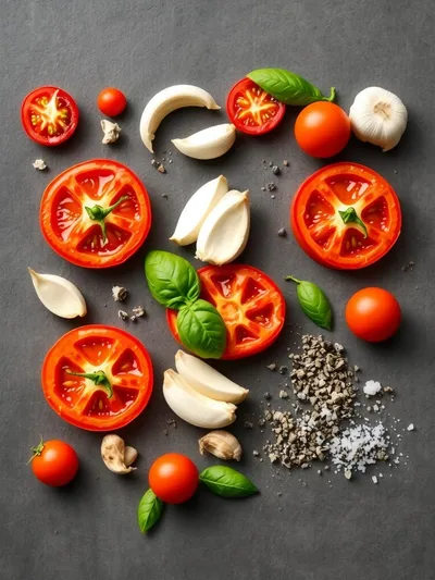 Creamy Roasted Garlic Tomato Soup - ingredients preparation