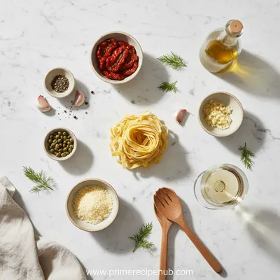 Creamy Sun-Dried Tomato Pasta With Capers And Dill - cooking process