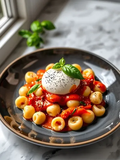 Creamy Tomato Gnocchi With Burrata - ready to serve