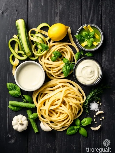 Creamy Zucchini Lemon Pasta Recipe - ingredients preparation