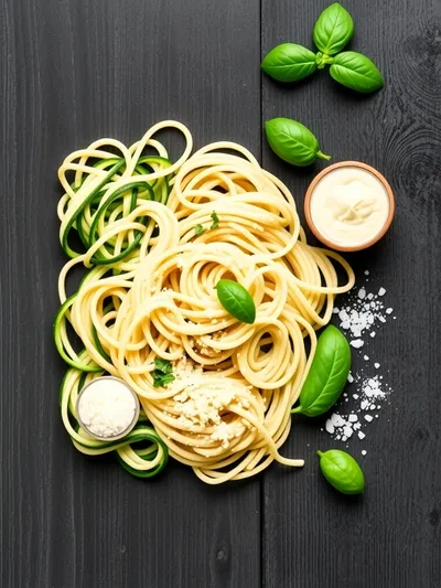 Creamy Zucchini Pasta - ingredients preparation