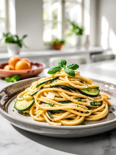 Creamy Zucchini Pasta - ready to serve