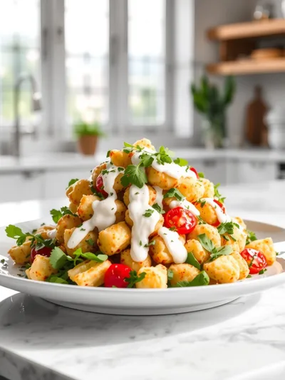 Crispy Gnocchi Salad with Yogurt Dressing