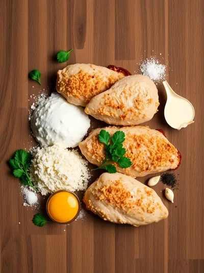 Crispy Parmesan Chicken with Garlic Sauce – Easy Dinner - ingredients preparation
