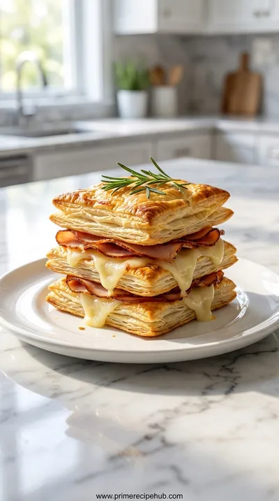 Crispy Turkey & Cheese Puff Pastry Stacks