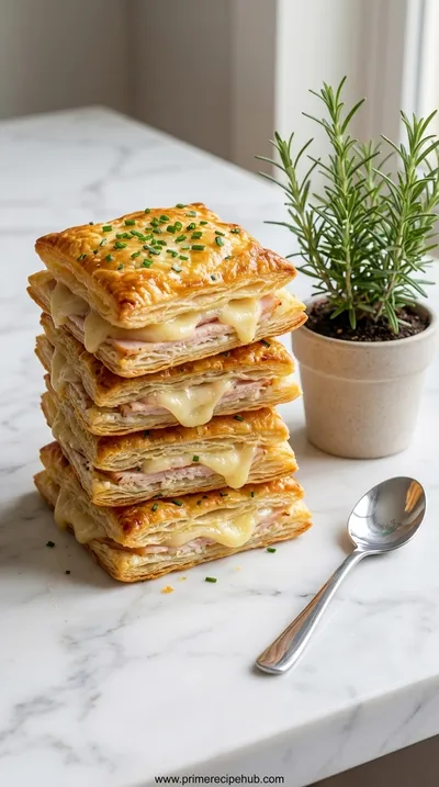 Crispy Turkey & Cheese Puff Pastry Stacks