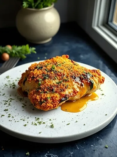 Crunchy Baked Maple Dijon Chicken With Golden Herb Crust - ready to serve