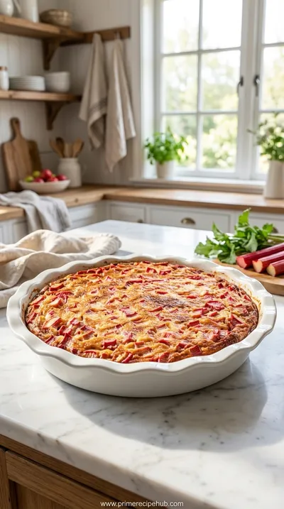 Easy Crustless Rhubarb Custard Pie