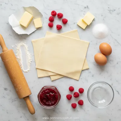 Easy Raspberry Danish with Puff Pastry - cooking process