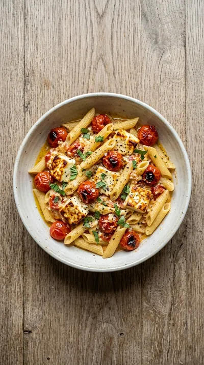 Creamy Baked Feta Pasta - cooking process