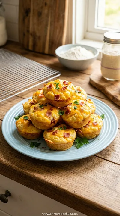 Fluffy Sourdough Discard Turkey Bacon Cheddar Muffins
