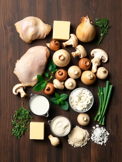 French Chicken Casserole à la Normande - ingredients preparation