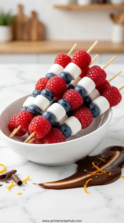 Fruit Skewers with Chocolate Orange Sauce
