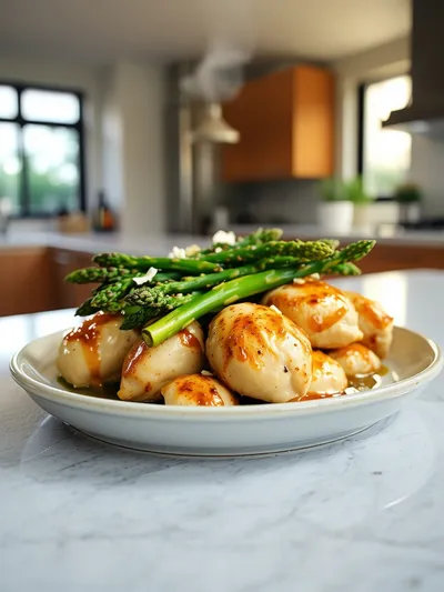 Garlic Butter Chicken Bites and Asparagus