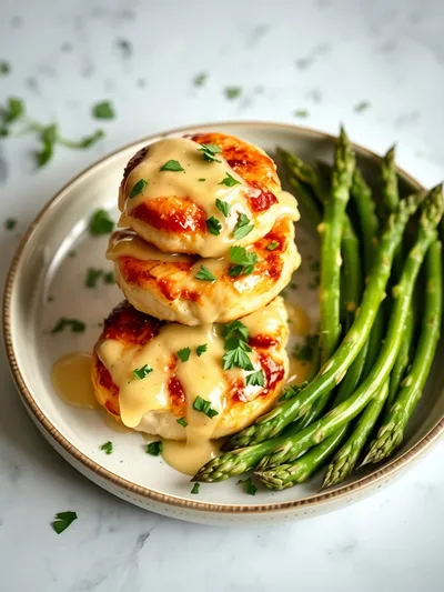 Garlic Butter Chicken Bites and Asparagus - ready to serve