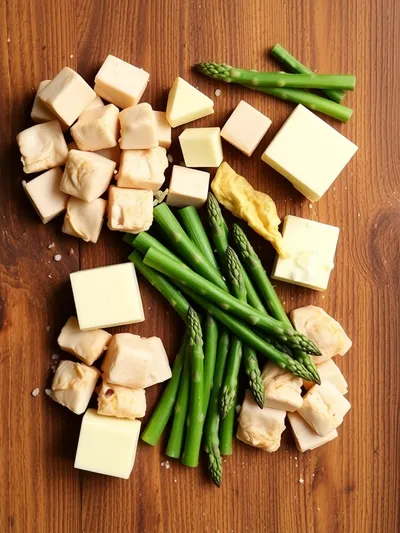 Garlic Butter Chicken Bites and Asparagus - ingredients preparation