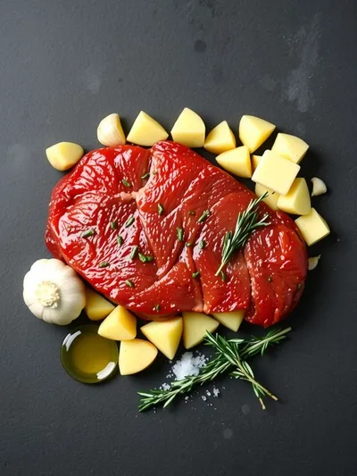 Garlic Butter Steak and Potatoes Skillet Recipe - ingredients preparation