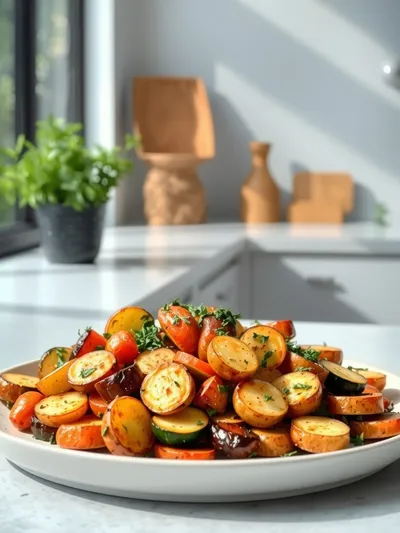 Garlic Herb Roasted Potatoes with Carrots and Zucchini