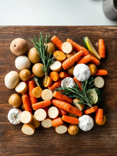 Garlic Herb Roasted Vegetables - ingredients preparation