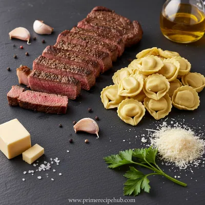 Garlic Steak Tortellini Recipe - ingredients preparation