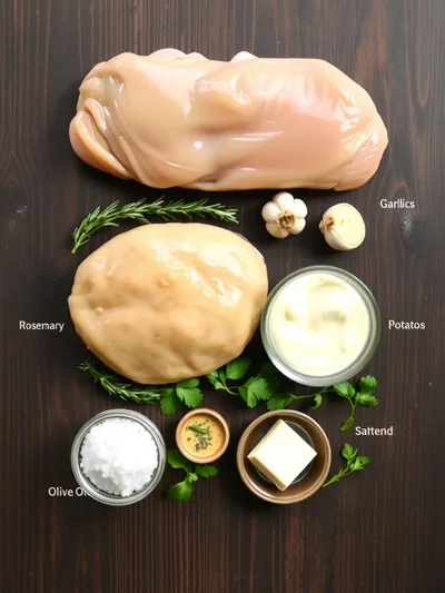 Glazed Garlic Herb Chicken Breast with Creamy Mashed Potatoes - ingredients preparation