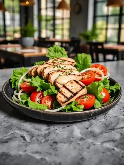 Grilled Chicken Salad with Sweet Onion Dressing - ready to serve