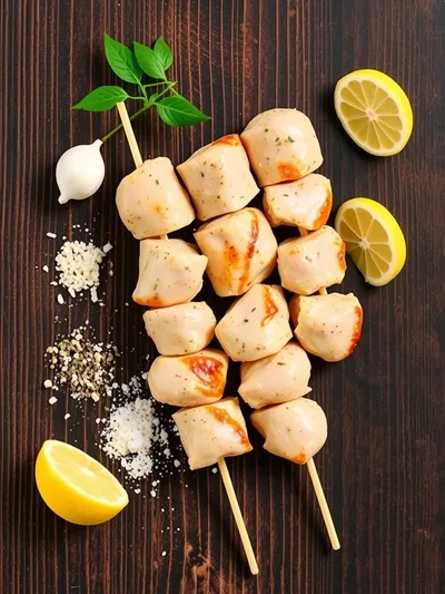 Grilled Ranch Garlic Parmesan Chicken Skewers - ingredients preparation