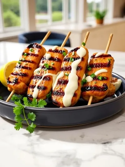 Grilled Ranch Garlic Parmesan Chicken Skewers - ready to serve