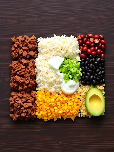 Ground Beef Taco Rice Bowl - ingredients preparation