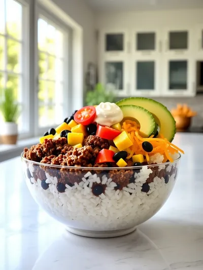 Ground Beef Taco Rice Bowl