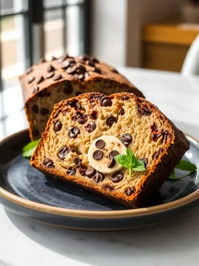 Healthier Chocolate Chip Banana Bread - ready to serve
