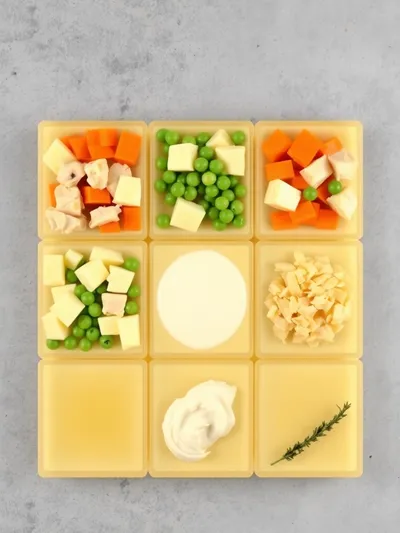 Healthy Chicken Pot Pie Soup - ingredients preparation