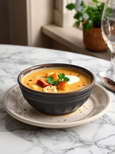 Healthy Chicken Pot Pie Soup - ready to serve
