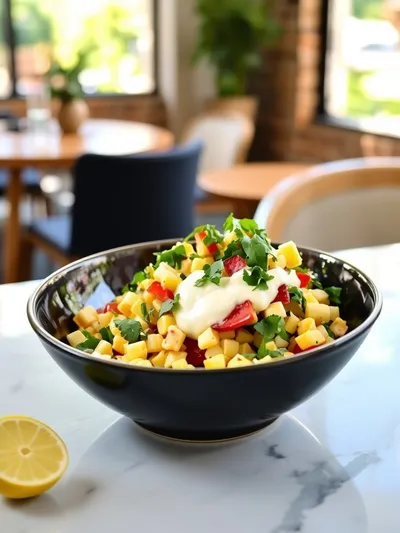 Healthy Street Corn Salad with Greek Yogurt - ready to serve