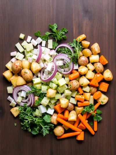 Herbed Roasted Potato Salad - ingredients preparation