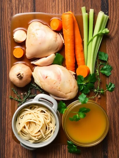 Homemade Chicken Soup - ingredients preparation