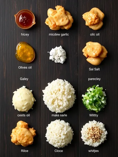 Honey Garlic Chicken Bites with Rice - ingredients preparation