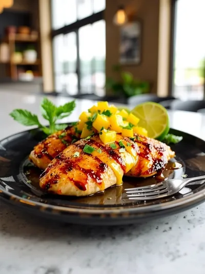 Honey Lime Chicken With Mango Salsa - ready to serve