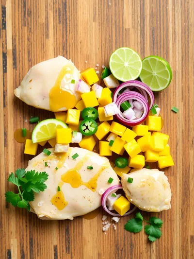 Honey Lime Chicken With Mango Salsa - ingredients preparation