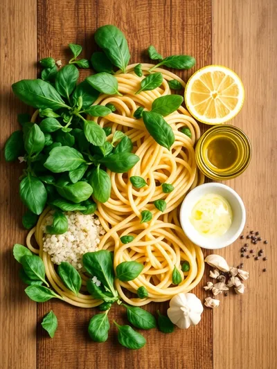 Lemon Arugula Pasta Salad - ingredients preparation