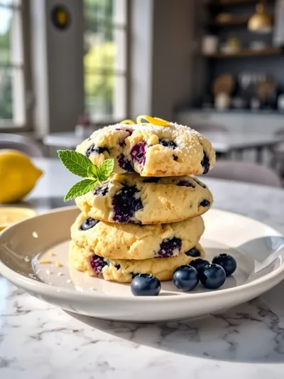Lemon Blueberry Cookies – Browned Butter Blondie - ready to serve