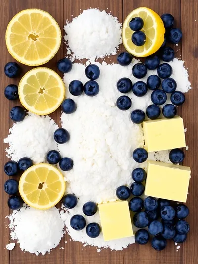 Lemon Blueberry Sheet Cake - ingredients preparation