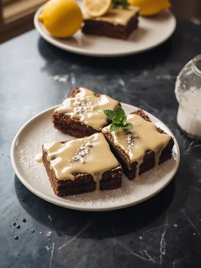 Lemon Brownie Bars - ready to serve