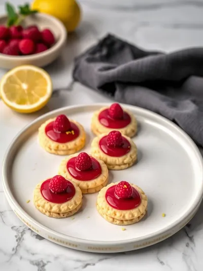 Lemon Cookies with Raspberry Curd - ready to serve