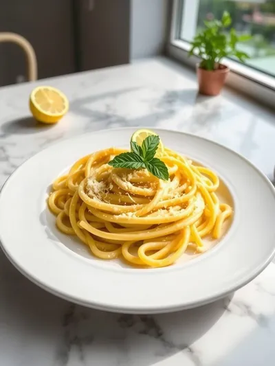 Lemon Pasta (Pasta al Limone) - ready to serve