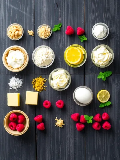 Lemon Raspberry Swirl Cheesecake - ingredients preparation