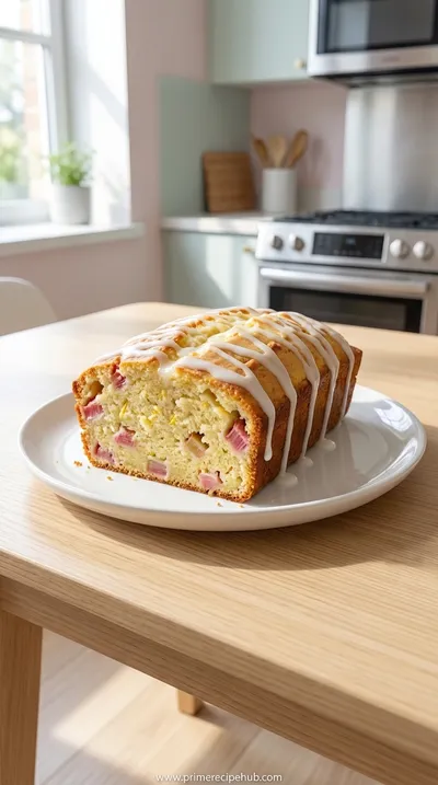 Lemon Rhubarb Loaf with Glaze