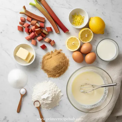 Lemon Rhubarb Loaf with Glaze - cooking process