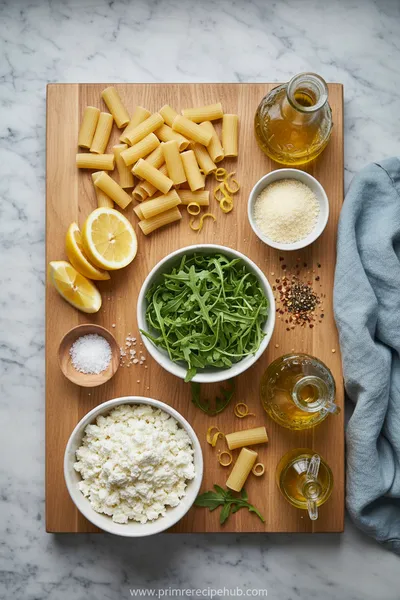 Lemon Ricotta Pasta With Arugula - Easy Weeknight Recipe - ingredients preparation